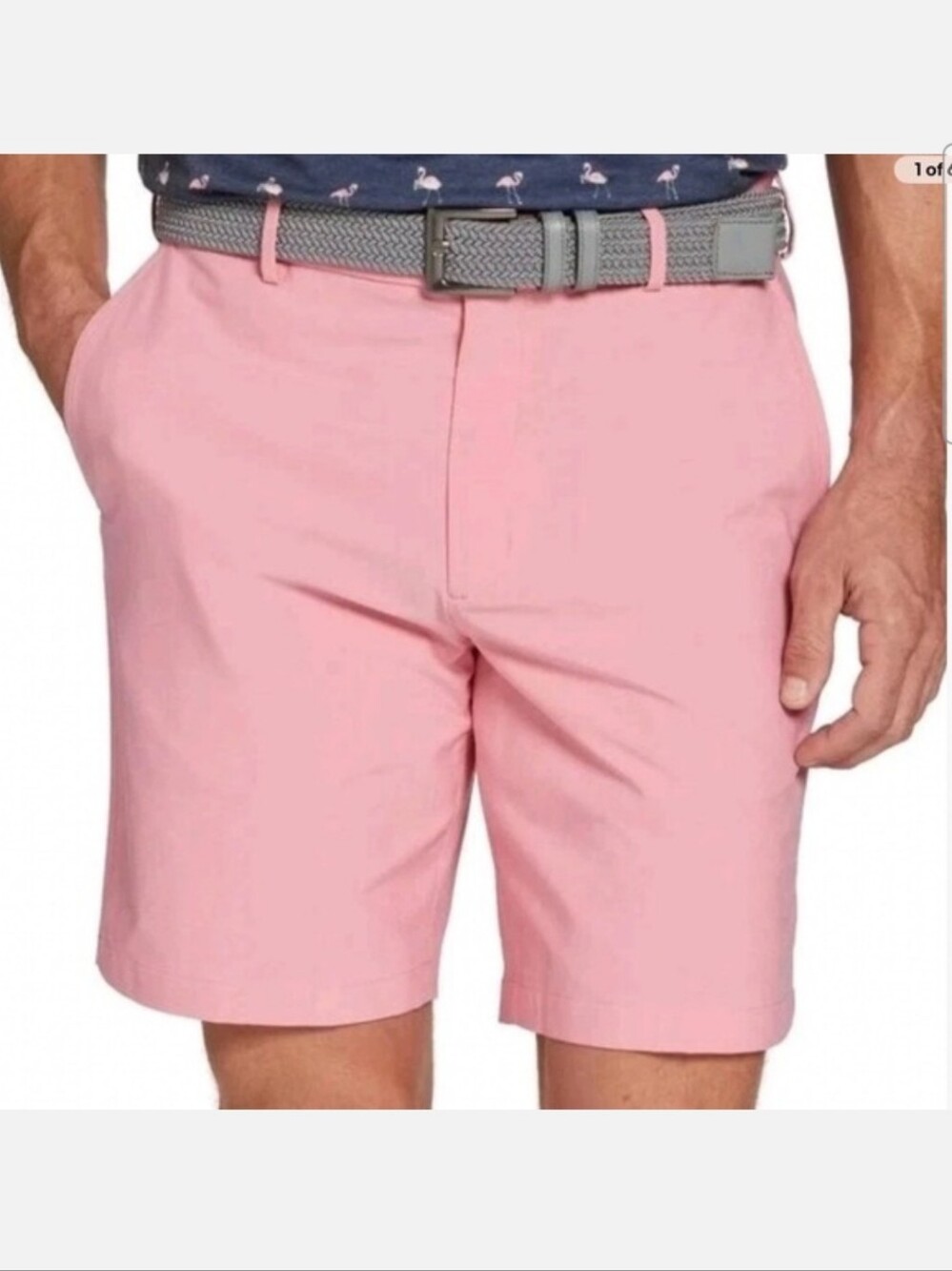 Walter Hagen Men's 9" Inseam Performance 11 Micro Lines Golf Shorts Size 42 Pink
